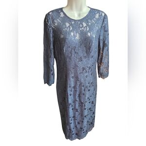 JS Collections Blue Lace Knee Length Dress Size 8